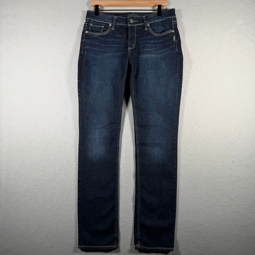 Silver Jeans Co Elyse Straight Leg Dark Wash Denim W29 L32 L03403SDK441